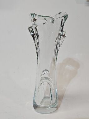 Vintage Mid-Century Jan Beranek Skrdlovice Clear Art Glass Flower Vase